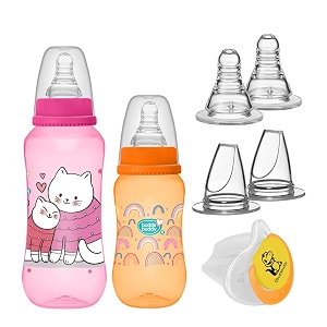 buddsbuddy premium welcome baby gift set for newborn with regular neck bpa free baby mark feeding bottles 125ml 250ml baby pacifiersoother silicone teatsnipplessippy spout teat pack of 7