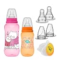 Buddsbuddy Premium Welcome Baby Gift Set for Newborn with Regular Neck BPA Free Baby Mark Feeding Bottles 125ml, 250ml, Baby Pacifier/Soother, Silicone Teats/Nipples,Sippy Spout Teat (Pack of 7)