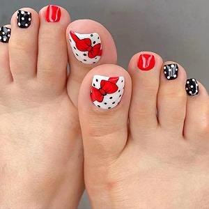 buddy jelly trends premium designer 24pcs toe stick-on nails set with easy glue tab application nails are reusable amp unbreakable