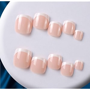 buddy jelly trends premium designer 24pcs toe stick-on nails set with easy glue tab application nails are reusable amp unbreakable