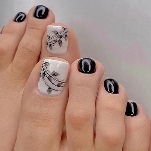 buddy jelly trends premium designer 24pcs toe stick-on nails set with easy glue tab application nails are reusable amp unbreakable