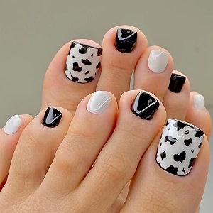 buddy jelly trends premium designer 24pcs toe stick-on nails set with easy glue tab application nails are reusable amp unbreakable