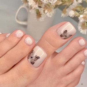 buddy jelly trends premium designer 24pcs toe stick-on nails set with easy glue tab application nails are reusable amp unbreakable
