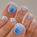 Buddy Jelly Trends Premium Designer 24pcs Toe Stick-on Nails set, with Easy Glue Tab application, Nails are Reusable &amp; Unbreakable