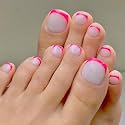 Buddy Jelly Trends Premium Designer 24pcs Toe Stick-on Nails set, with Easy Glue Tab application, Nails are Reusable &amp; Unbreakable