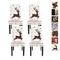 Buffalo Plaid Reindeer Christmas Dining Chair Covers Set of 4