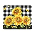 Buffalo Plaid Sunflower Mouse Pad 9.5x7.9 Inch with Anti-Slip Rubber Base