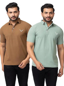 BUFFARO Solid Men Polo Neck Brown Green