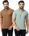 BUFFARO Solid Men Polo Neck Brown Green