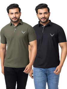 BUFFARO Solid Men Polo Neck Green Black