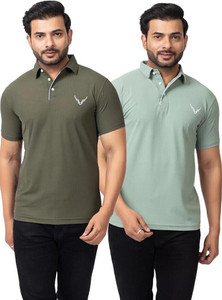 BUFFARO Solid Men Polo Neck Green T-Shirt