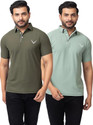 BUFFARO Solid Men Polo Neck Green T-Shirt