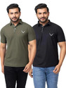 BUFFARO Solid Men Polo Neck Green Black