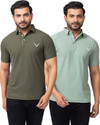 BUFFARO Solid Men Polo Neck Green T-Shirt