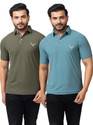BUFFARO Solid Men Polo Neck Green T-Shirt