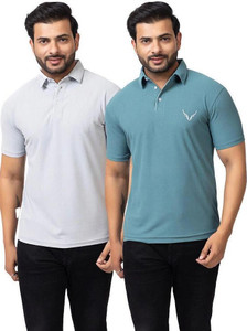 BUFFARO Solid Men Polo Neck Grey Green