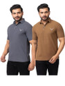 BUFFARO Solid Men Polo Neck Grey Brown