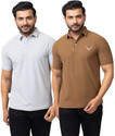 BUFFARO Solid Men Polo Neck Grey Brown