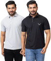 BUFFARO Solid Men Polo Neck Grey Black