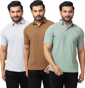 BUFFARO Solid Men Polo Neck Multicolor T-Shirt
