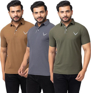 BUFFARO Solid Men Polo Neck Multicolor T-Shirt