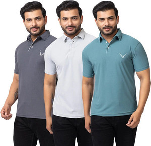 BUFFARO Solid Men Polo Neck Multicolor T-Shirt
