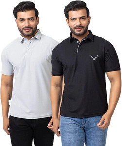 BUFFARO Solid Men Polo Neck Multicolor T-Shirt