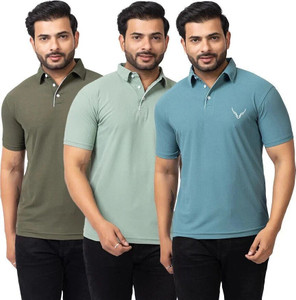 BUFFARO Solid Men Polo Neck Multicolor T-Shirt