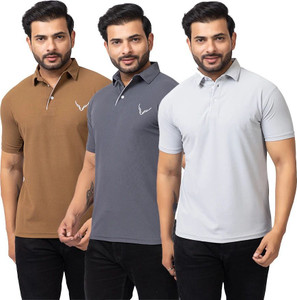 BUFFARO Solid Men Polo Neck Multicolor T-Shirt