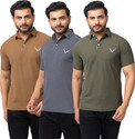 BUFFARO Solid Men Polo Neck Multicolor T-Shirt