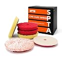 Buffing Polishing Pads, SPTA 6 Inch 150mm Body Repair Polishing Pad Set Made for 6 Inch Backing Plate, 6 Pcs Buffing Pads with Sponge, Wool and Micro-Fiber Pad Set for Car Detailing polishing Buffing