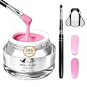 Builder Gel for Nails, 30g Pink Sculpting Gel with Brush & 20 Forms, HEMA-Free Hard Builder for Extensions, Apex Building & Strengthening, UV/LED Cure