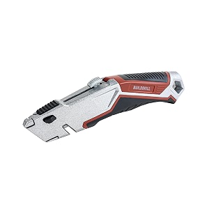 buildskill 19mm utility knife with 6 preloaded blades and 10 extra blades - retractable knife cutter aluminium construction soft grip screwless