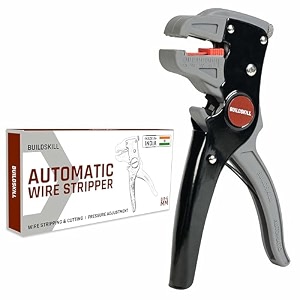 buildskill 2 in 1 automatic wire stripping amp cutting tool  precision cutter for electrical automotive cords amp cables  ergonomic handle with pressure adjustment