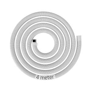 buildskill semi-automatic washing machine drain pipe 4 meters  in-built anti-slip hook  leakproof solid built  flexible design  5-8kg washing machine pipe outlet drain pack of 1- white
