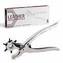 BUILDSKILL 6-Hole Size Leather Hole Punch Tool | 360° revolving Head Leather Belt Hole Puncher | Chrome Finish Steel Body | Phosphate Finish Punch Heads for pet Collar, Bags, Cards, Watch Bands
