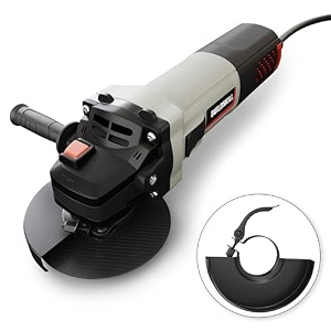 buildskill 1100w angle grinder machine  125mm  m14  6000-11000 rpm variable speed  copper motor  quick change guard  two position side handle  slim body grinding machine 6 months warranty