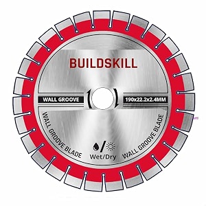 buildskill brushless wall cutting machine blade 65mm max cutting depth wall groove blade 195 mm 24mm thick pack of 1