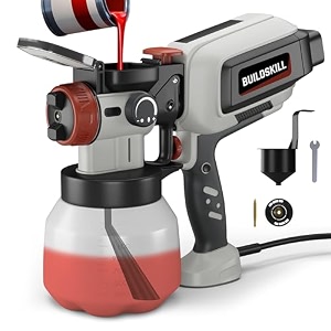buildskill easy refill paint sprayer  1500ml large tank  600w copper motor with 32000rpm speed  heat sink  3 patterns  copper alloy nozzle  auto paint spray machine for home amp professional use