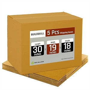 buildskill pack of 5  5 ply  3034x1934x1834 cardboard boxes for packaging  brown corrugated box for packing  shipping  home shifting  parcel  courier packing box  extra large carton box -recycled