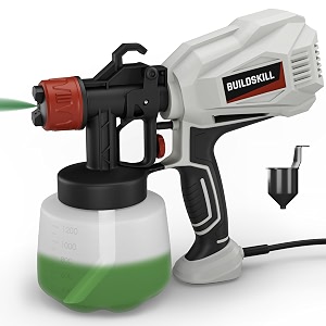 buildskill paint sprayer with 1200ml large container  copper motor with 32000rpm no load speed  heat sink  tpr soft grip  3 spray patterns paint spray machine for home diy amp professional use
