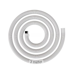 buildskill semi-automatic washing machine drain pipe 3 meters  in-built anti-slip hook  leakproof solid built  flexible design  5-8kg washing machine pipe outlet drain pack of 1- white