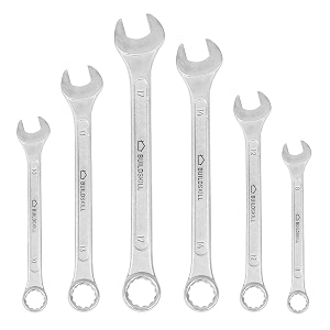 buildskill st6com combination wrenchspanner set carbon steel chrome coated rust resistantoff corner loading design v-cut metric sizes  8 10 12 14 17mm pack of 6
