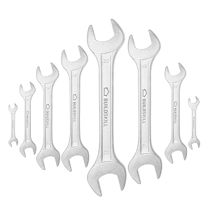 buildskill st8doe double open end wrenchspanner set made with forged amp heat treated carbon steel chrome coated long pattern design sizes  6x78x910x1112x1314x1516x1718x1920x22mm pack of 8
