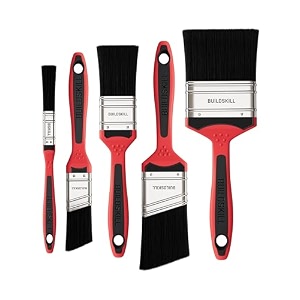 buildskill 5 pcs paint brush for wall  size - 12mm 38mm 75mm curved - 25mm 50mm  tpr handle  synthetic bristle for water-based amp solvent paints  wall paint brush set for professionals amp diy
