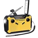 【Built-in 3000mAh Battery】 J-369 Multifunctional Hand-Crank Emergency Radio AA Battery Operated, Solar-Powered AM/FM Radio, Flashlight & Reading Light, Built-in Speaker, SOS Alarm, with Lanyard