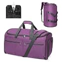 Bukere Carry on Garment Duffle Bag for Travel, Convertible Suit Bag with Backpack Shoulder Straps, Shoe Compartment, Waterproof 3 in 1 Weekender Suit Bag for Men Women