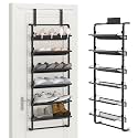 BUKFEN 6-Tier Adjustable Metal Shoe Rack, Over Door &amp; Wall Mount Organizer