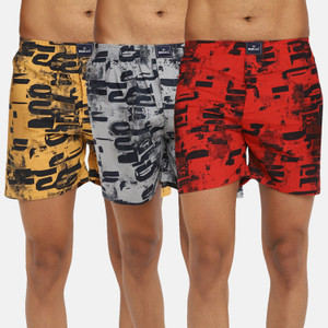bukkl pack of 3 printed graphic print self design men boxer