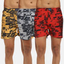 BUKKL Pack of 3 Printed, Graphic Print, Self Design Men Boxer